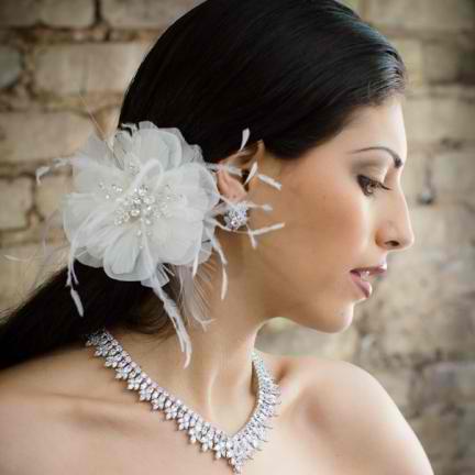 Raquel Flower Feather Hair Clip