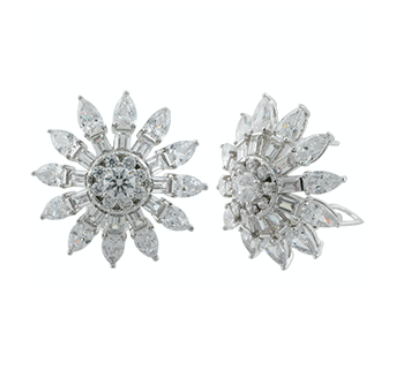 Reya Floral Sunburst Button Earrings