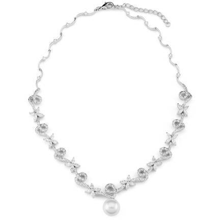 Silvia Cubic Zirconia and Pearl Necklace | Anna Bellagio 